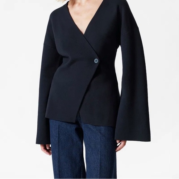 & Other Stories Tops - & Other Stories Navy Wrap Top